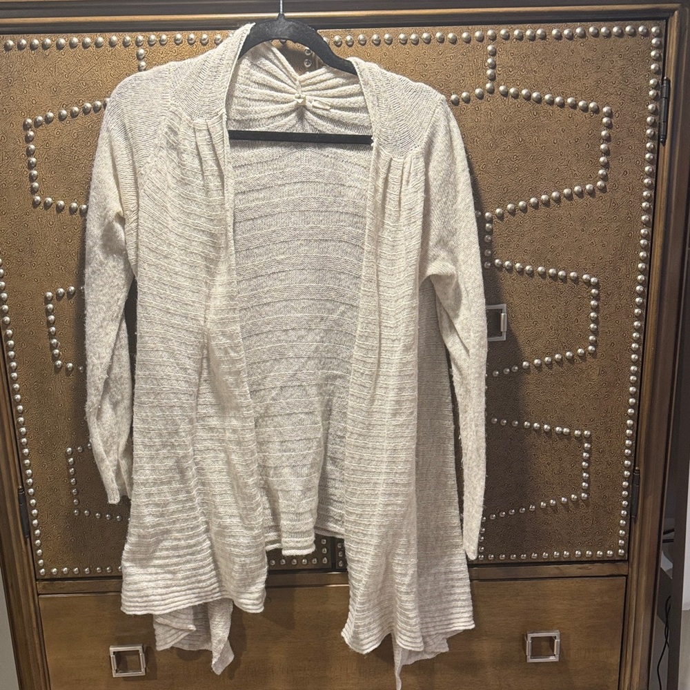 Moth Cream Open-Front Cardigan